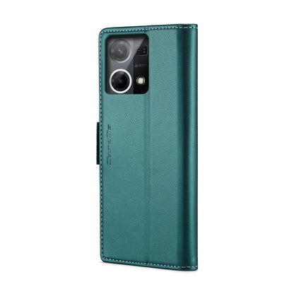 OPPO Reno7 4G Leather Wallet Case - RFID Blocking, Stand Function, Card Slots