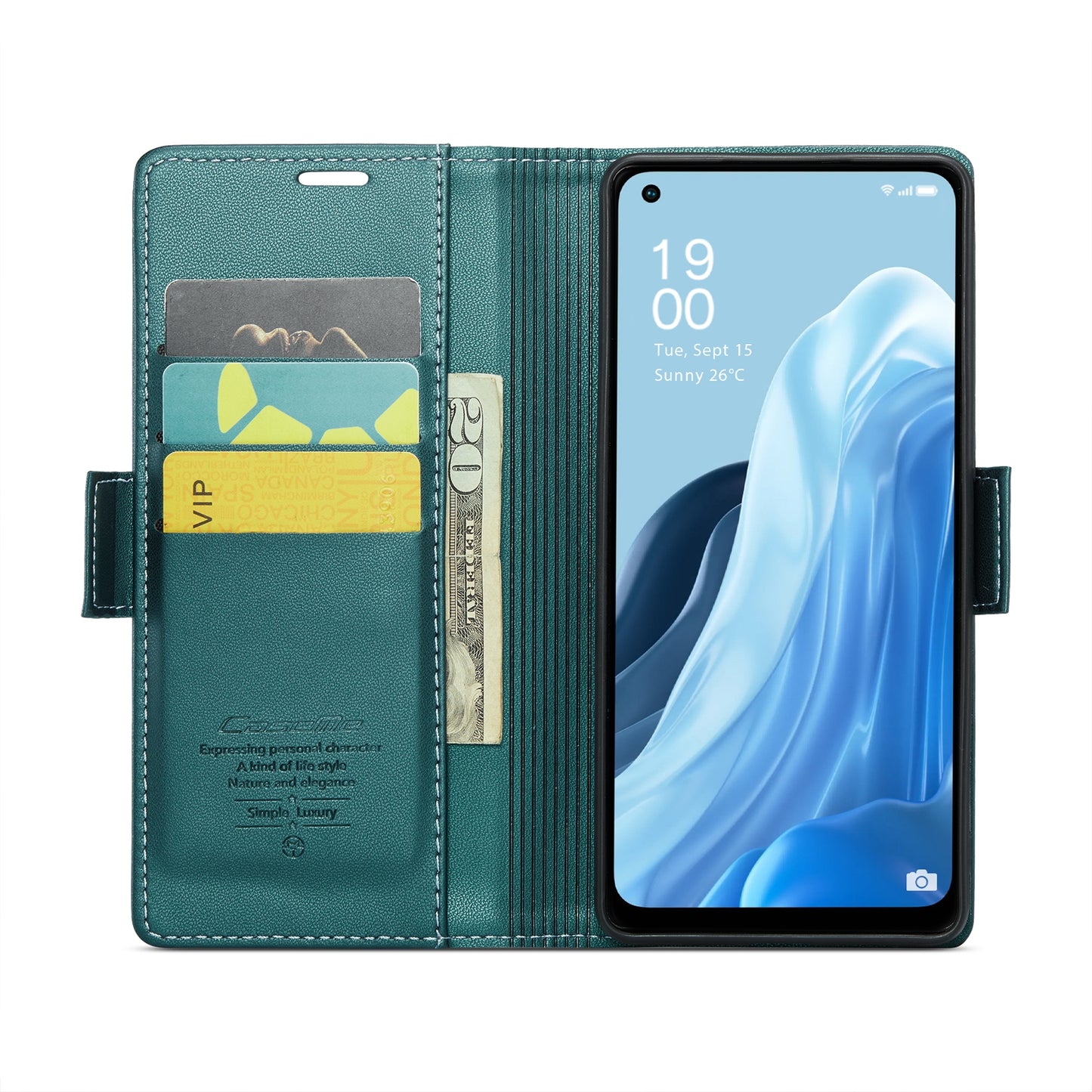 OPPO Reno7 4G Leather Wallet Case - RFID Blocking, Stand Function, Card Slots