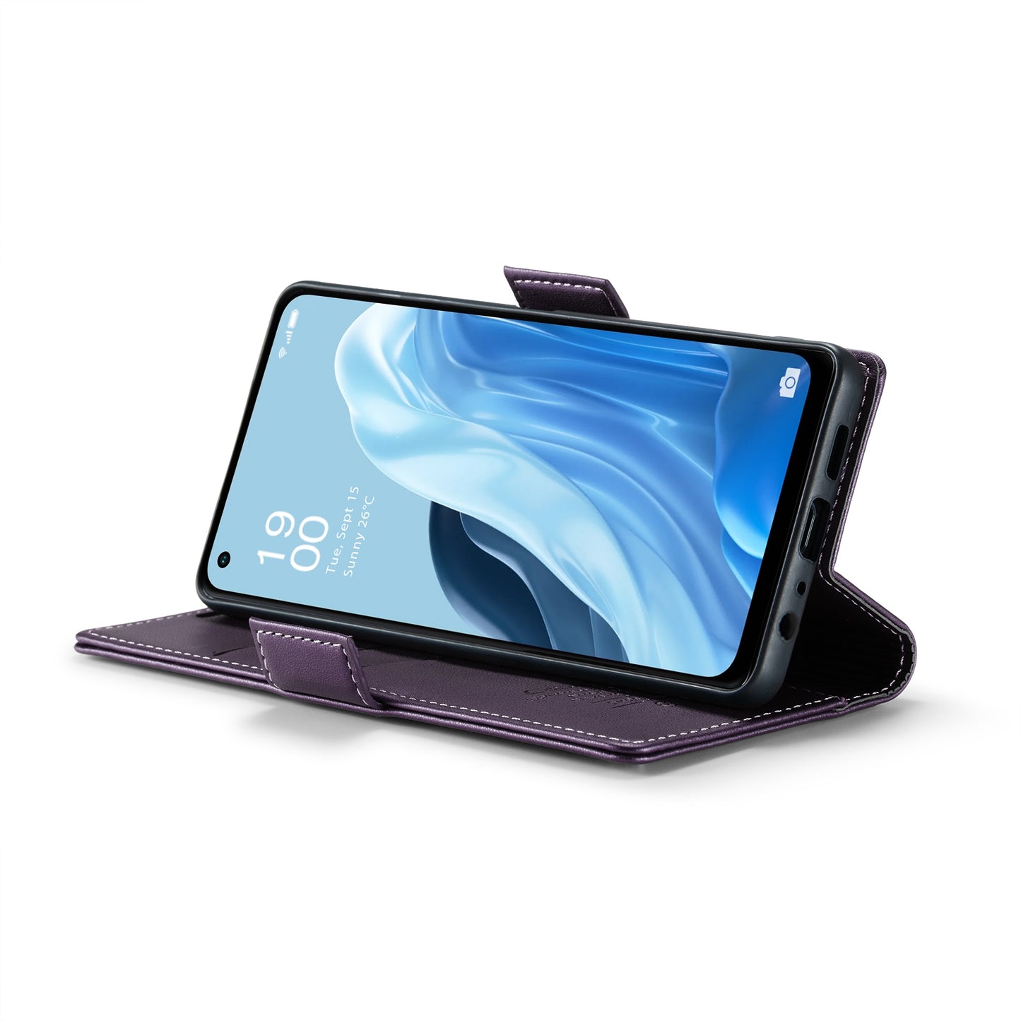 OPPO Reno7 4G Leather Wallet Case - RFID Blocking, Stand Function, Card Slots
