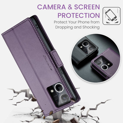 OPPO Reno7 4G Leather Wallet Case - RFID Blocking, Stand Function, Card Slots
