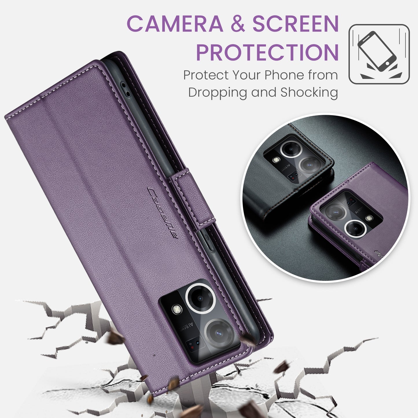 OPPO F21 Pro 4G Leather Wallet Case - RFID Blocking, Stand Function, Card Slots