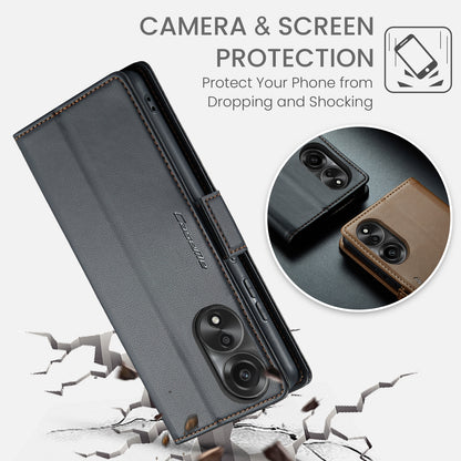 OPPO A78 4G Leather Wallet Case - RFID Blocking, Stand Function, Card Slots