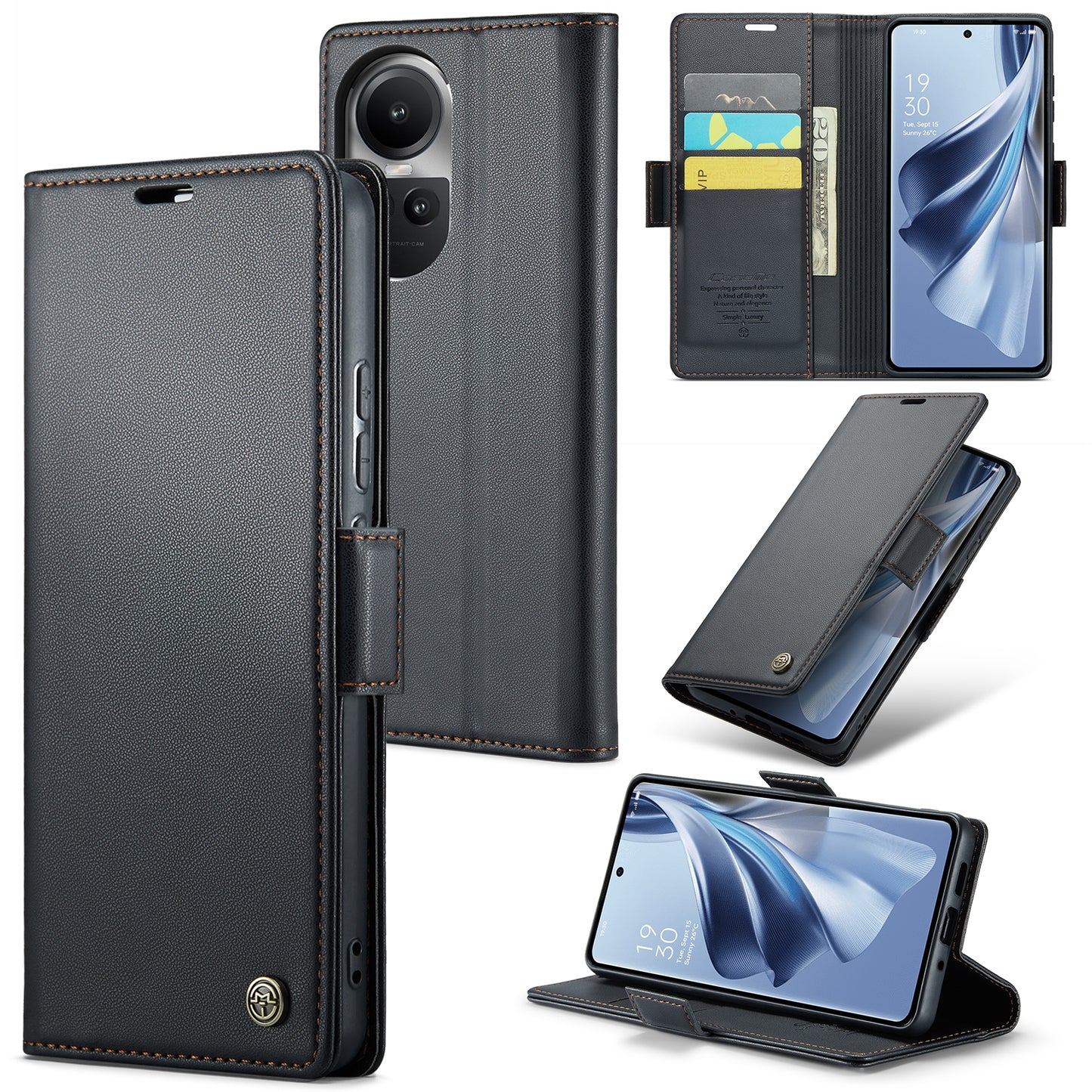 OPPO Reno10 5G／Reno10 Pro Leather Wallet Case - RFID Blocking, Stand Function, Card Slots