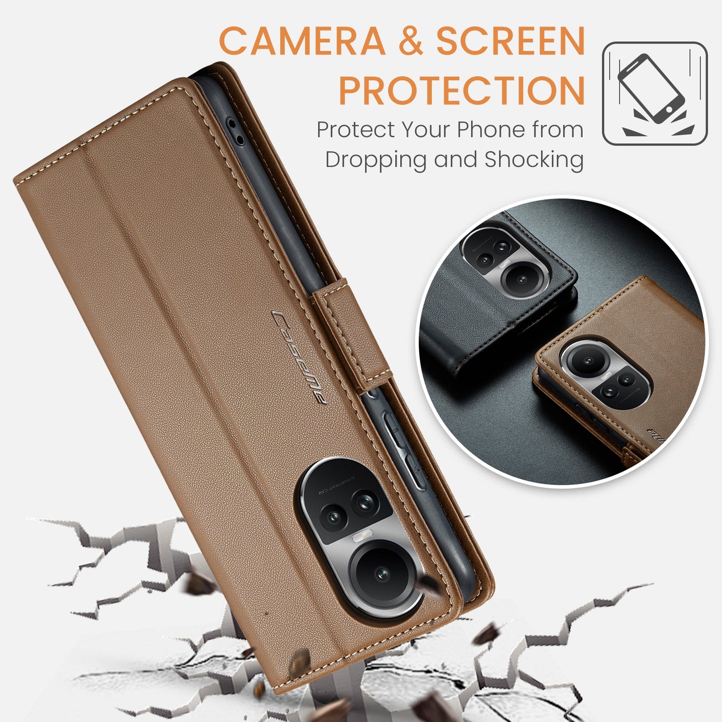 OPPO Reno10 5G／Reno10 Pro Leather Wallet Case - RFID Blocking, Stand Function, Card Slots