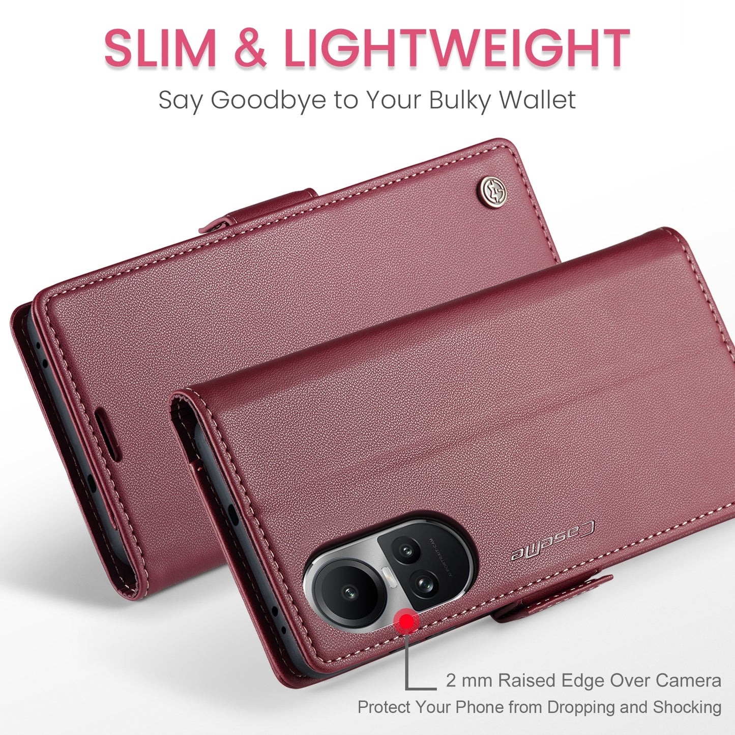 OPPO Reno10 5G／Reno10 Pro Leather Wallet Case - RFID Blocking, Stand Function, Card Slots