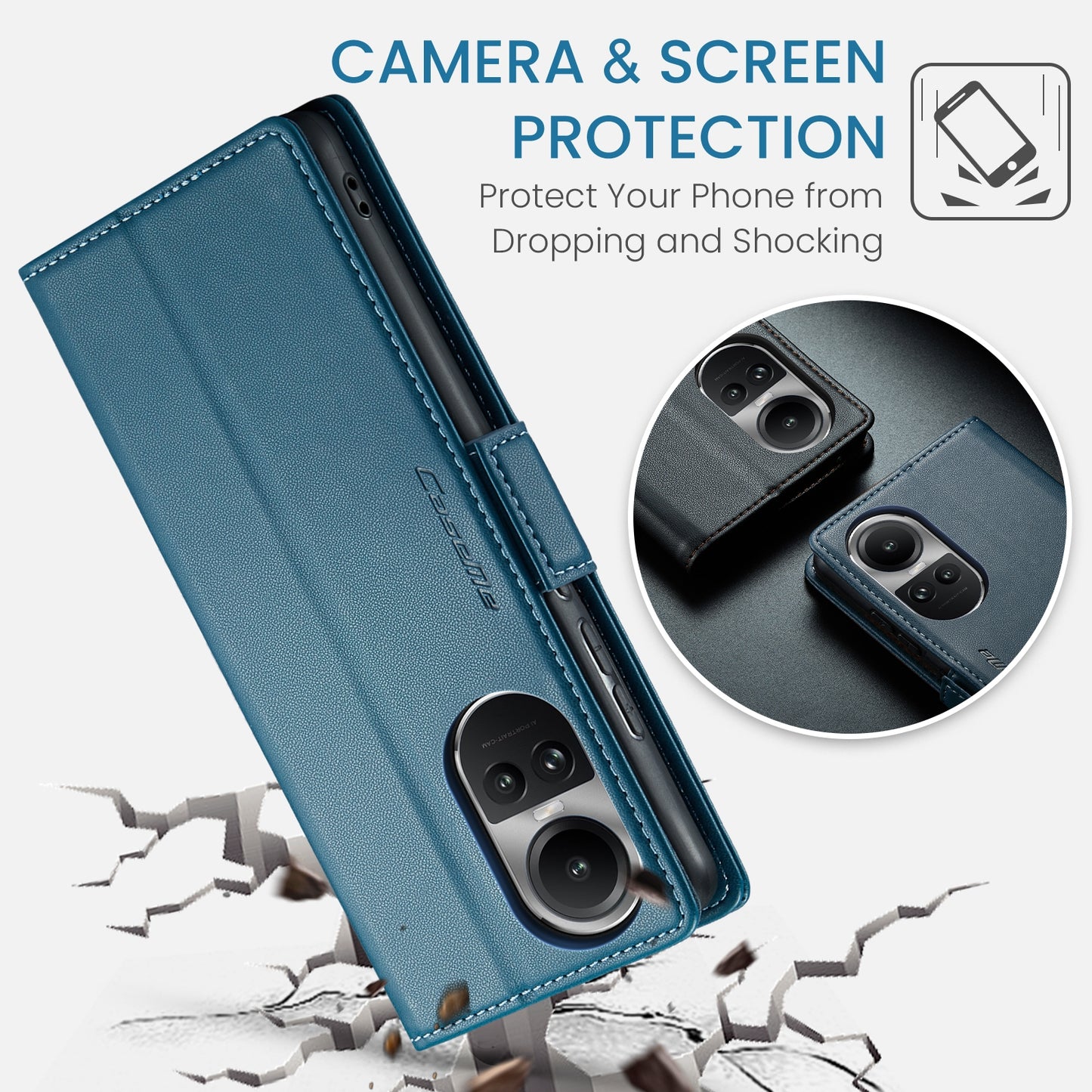 OPPO Reno10 5G／Reno10 Pro Leather Wallet Case - RFID Blocking, Stand Function, Card Slots