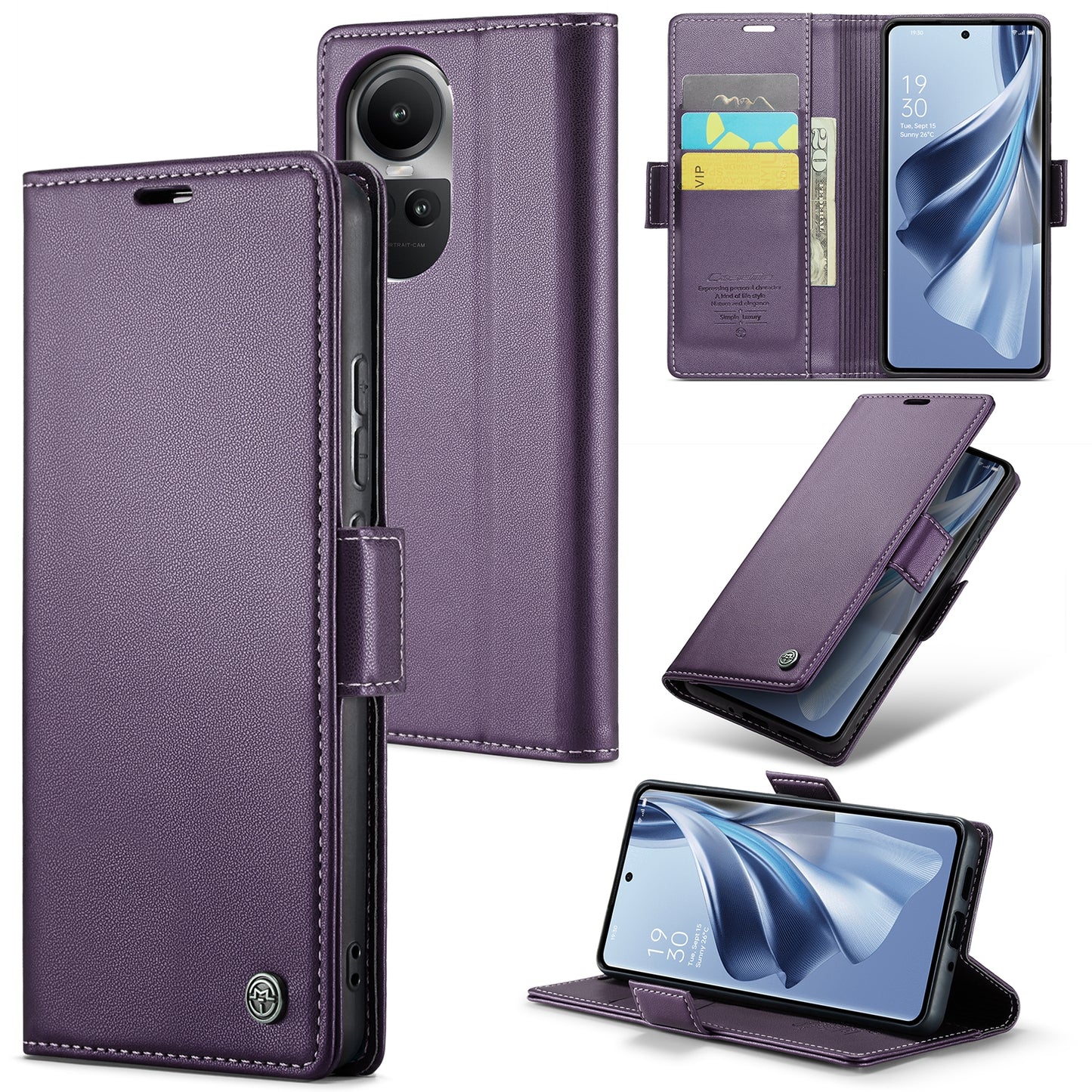 OPPO Reno10 5G／Reno10 Pro Leather Wallet Case - RFID Blocking, Stand Function, Card Slots