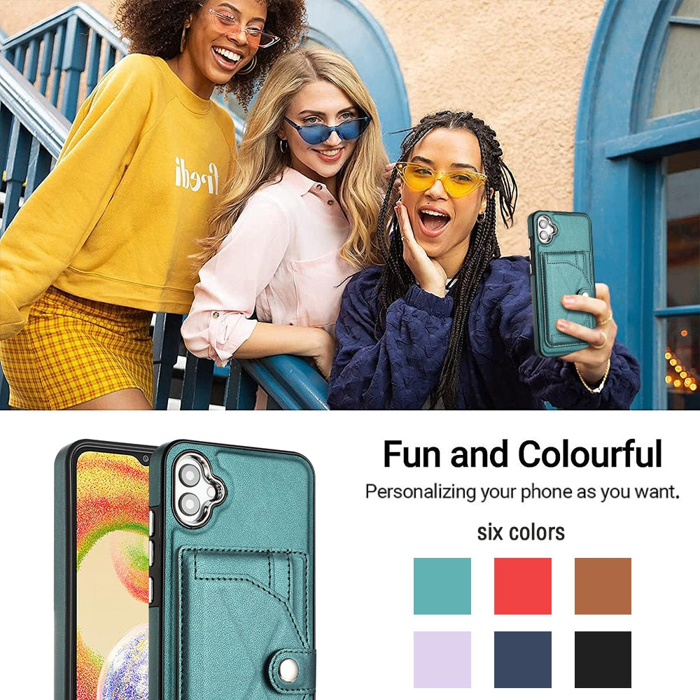 Samsung Galaxy M04 Shockproof Leather Phone Case with Card Holder - Stylish, Durable, and Convenient