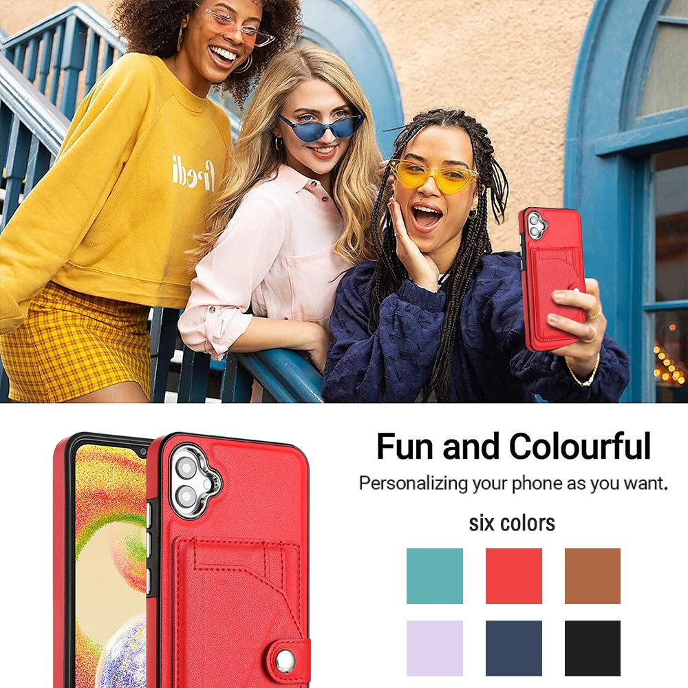 Samsung Galaxy A04E Shockproof Leather Phone Case with Card Holder - Stylish, Durable, and Convenient