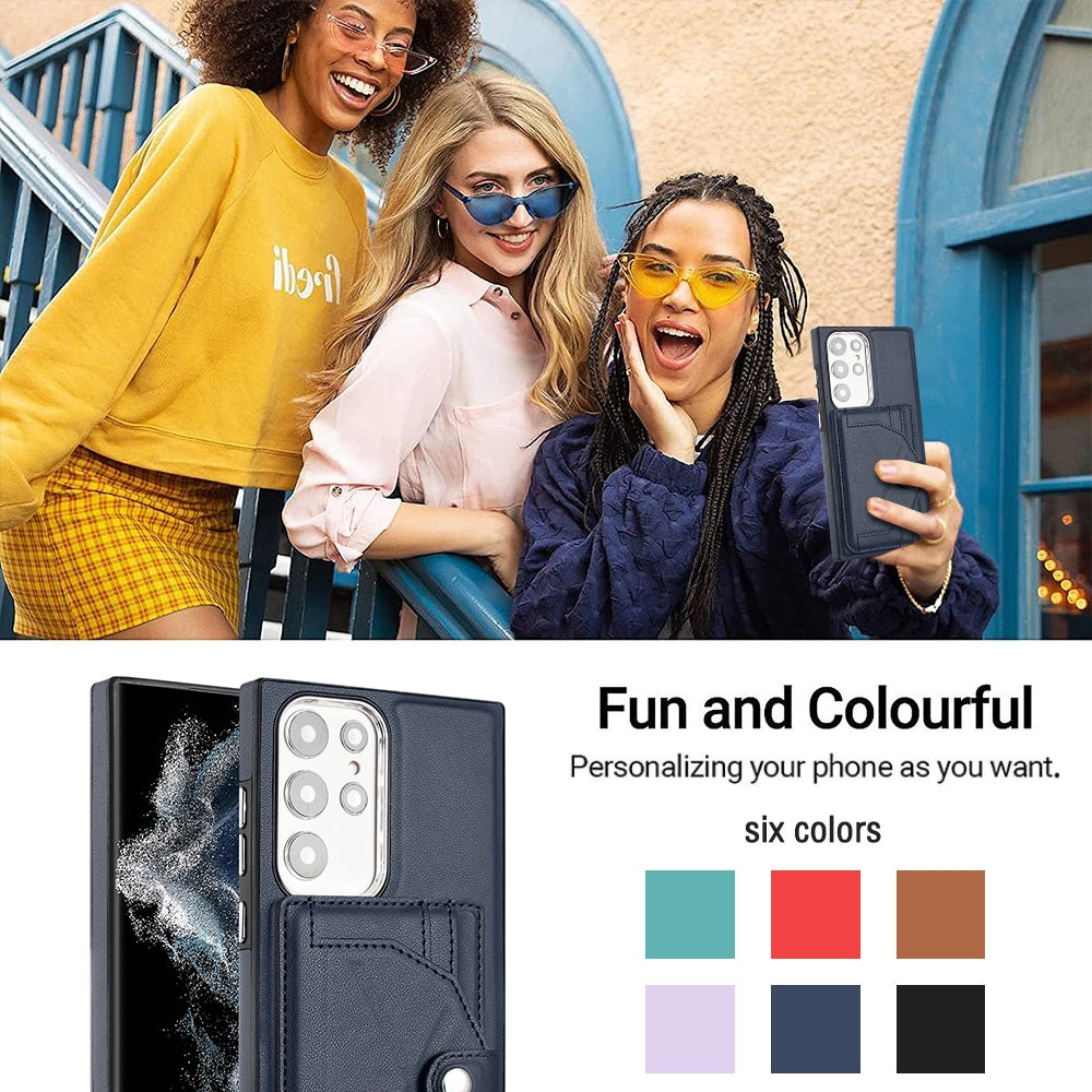 Samsung Galaxy S23 Ultra Shockproof Leather Phone Case with Card Holder - Stylish, Durable, and Convenient