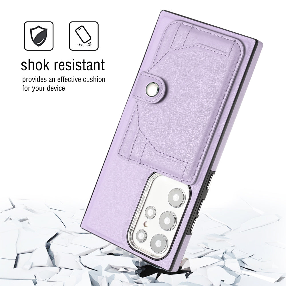 Samsung Galaxy S23 Ultra Shockproof Leather Phone Case with Card Holder - Stylish, Durable, and Convenient