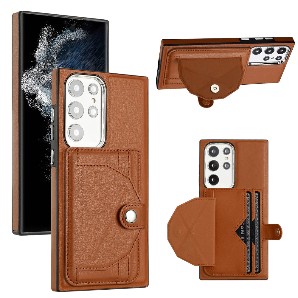 Samsung Galaxy S23 Ultra Shockproof Leather Phone Case with Card Holder - Stylish, Durable, and Convenient