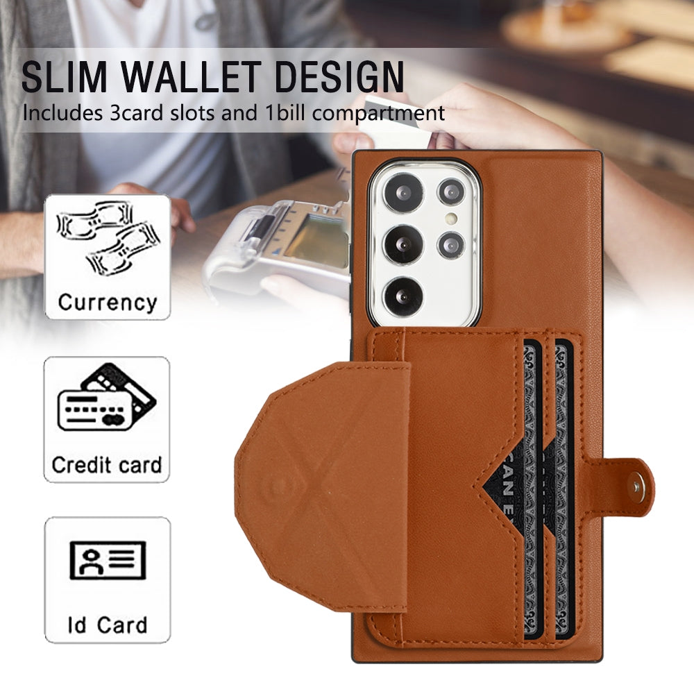 Samsung Galaxy S23 Ultra Shockproof Leather Phone Case with Card Holder - Stylish, Durable, and Convenient