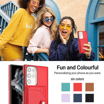Samsung Galaxy S23 Ultra Shockproof Leather Phone Case with Card Holder - Stylish, Durable, and Convenient