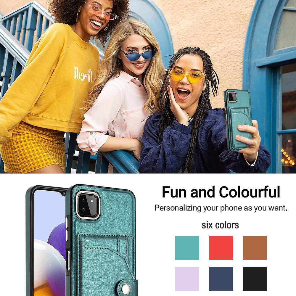 Samsung Galaxy A22 5G Shockproof Leather Phone Case with Card Holder - Stylish, Durable, and Convenient