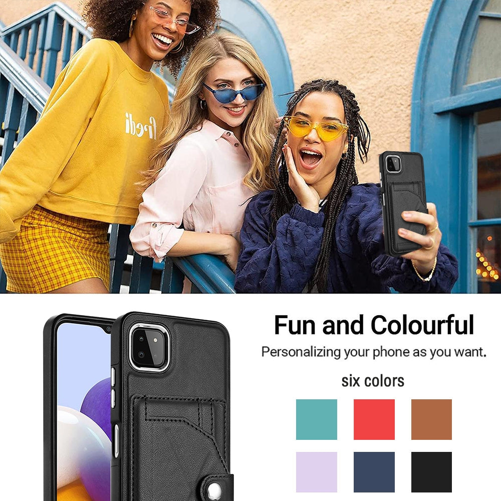 Samsung Galaxy A22 5G Shockproof Leather Phone Case with Card Holder - Stylish, Durable, and Convenient
