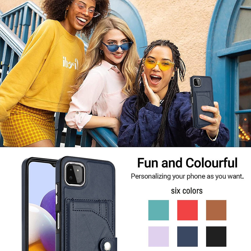 Samsung Galaxy A22 5G Shockproof Leather Phone Case with Card Holder - Stylish, Durable, and Convenient