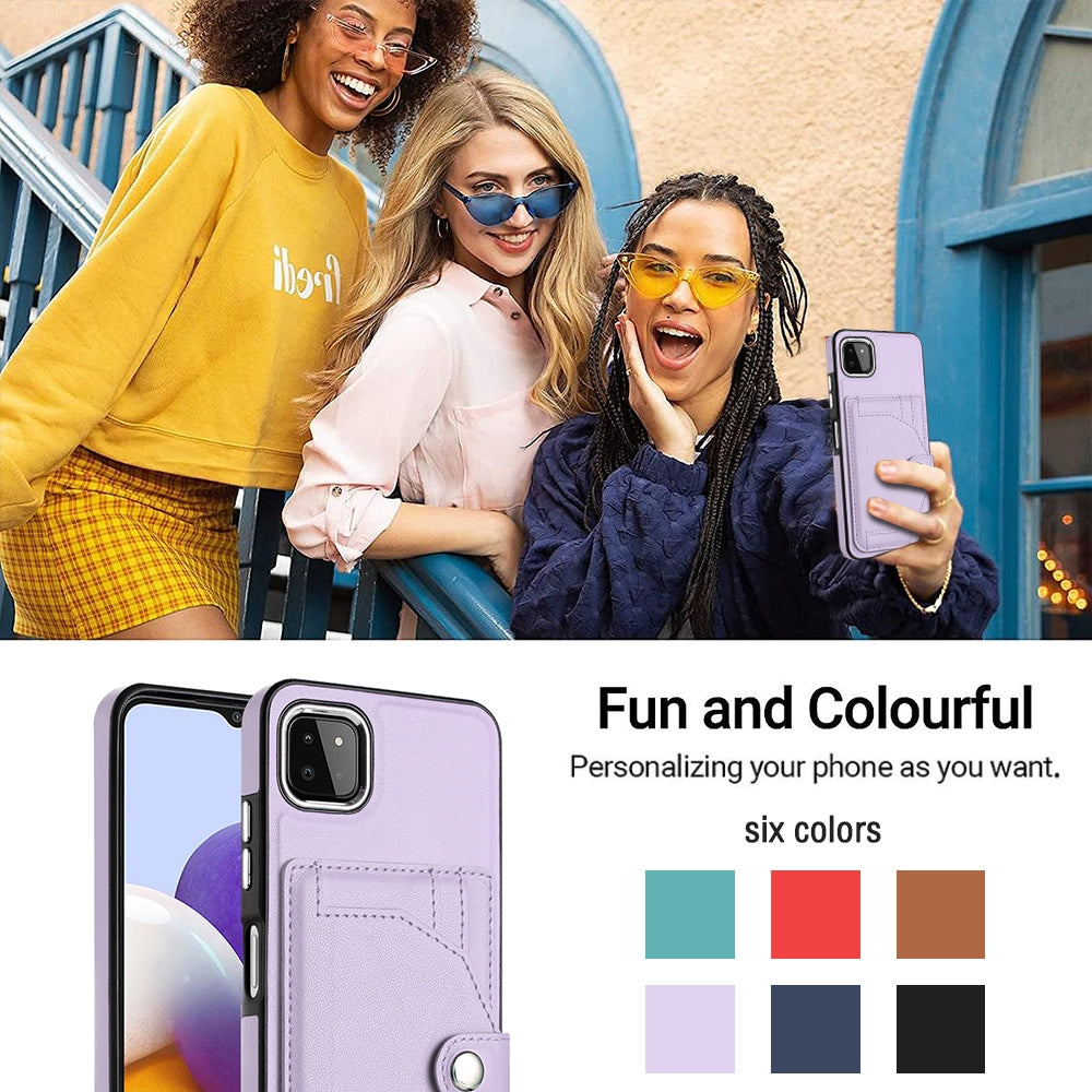 Samsung Galaxy A22 5G Shockproof Leather Phone Case with Card Holder - Stylish, Durable, and Convenient