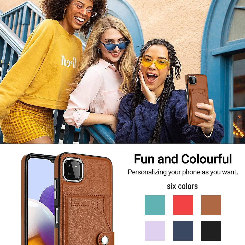 Samsung Galaxy A22 5G Shockproof Leather Phone Case with Card Holder - Stylish, Durable, and Convenient