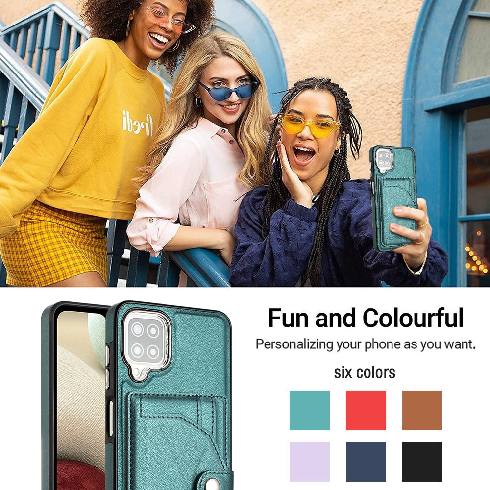Samsung Galaxy M12 Shockproof Leather Phone Case with Card Holder - Stylish, Durable, and Convenient