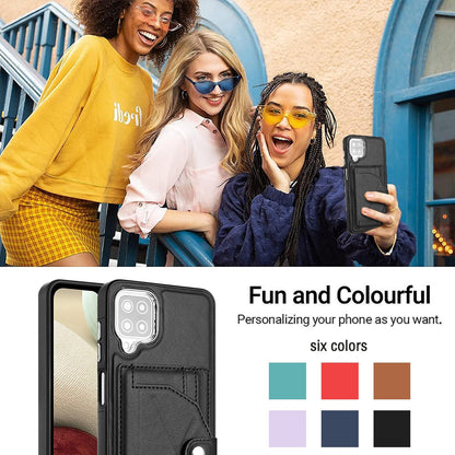 Samsung Galaxy M12 Shockproof Leather Phone Case with Card Holder - Stylish, Durable, and Convenient