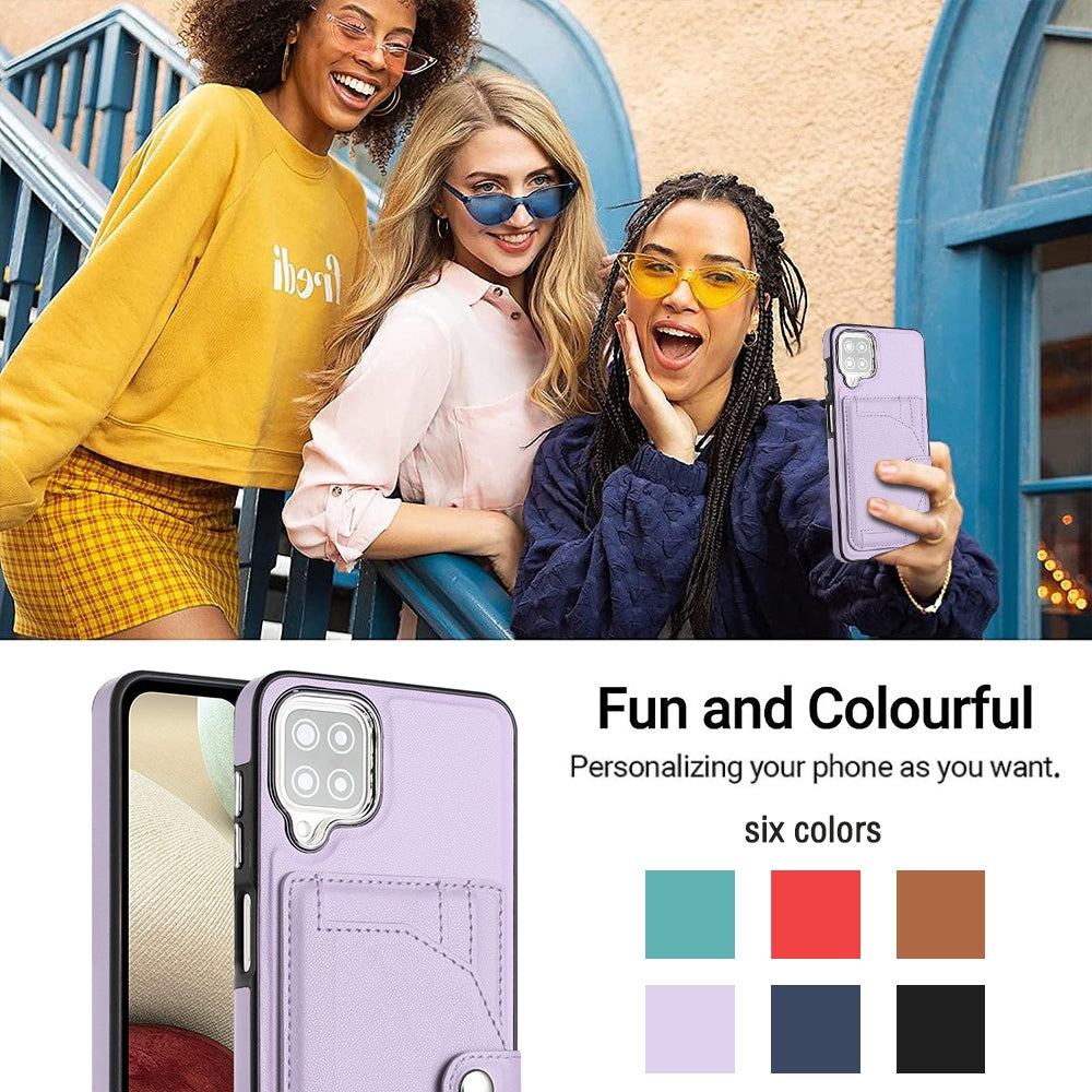 Samsung Galaxy M12 Shockproof Leather Phone Case with Card Holder - Stylish, Durable, and Convenient