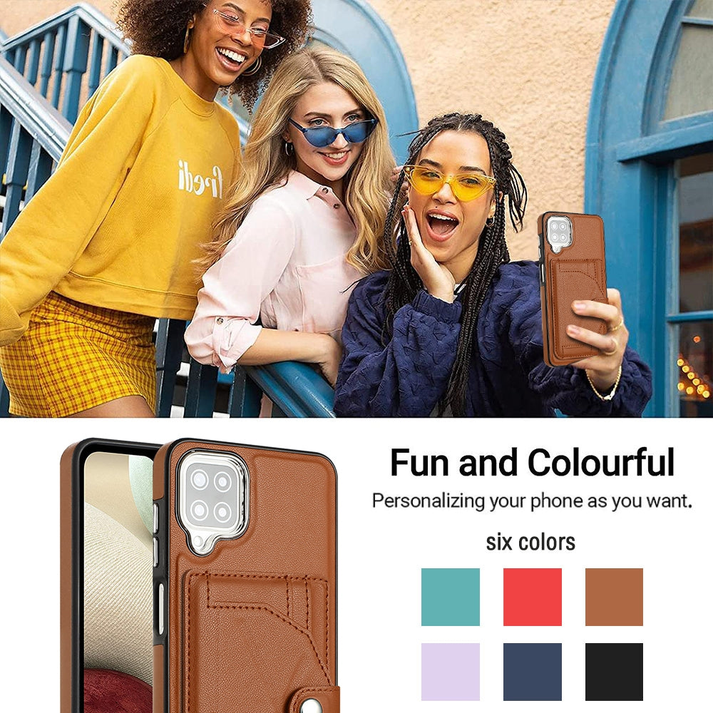 Samsung Galaxy A12 4G Shockproof Leather Phone Case with Card Holder - Stylish, Durable, and Convenient
