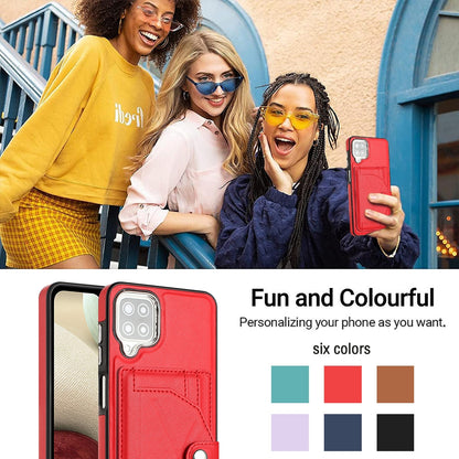 Samsung Galaxy A12 4G Shockproof Leather Phone Case with Card Holder - Stylish, Durable, and Convenient
