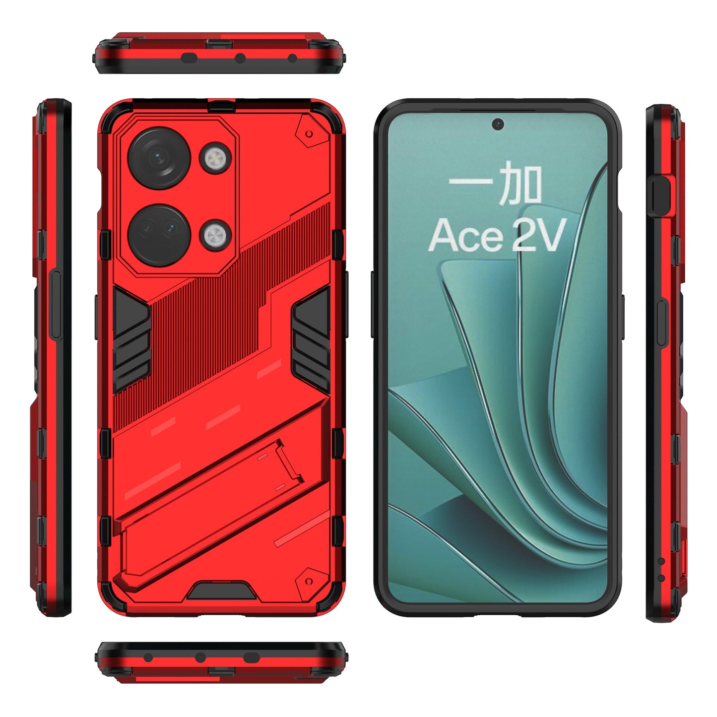 OnePlus Ace 2V Punk Shockproof Phone Case - Punk Armor 2-in-1 PC + TPU with Invisible Holder