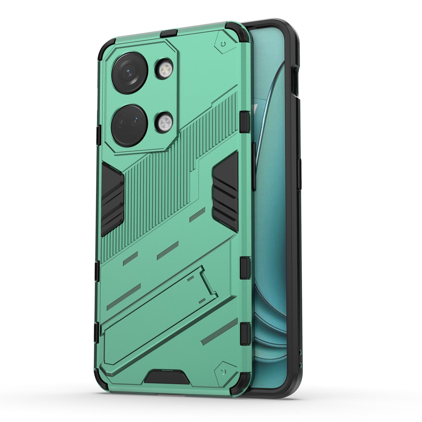 OnePlus Ace 2V Punk Shockproof Phone Case - Punk Armor 2-in-1 PC + TPU with Invisible Holder