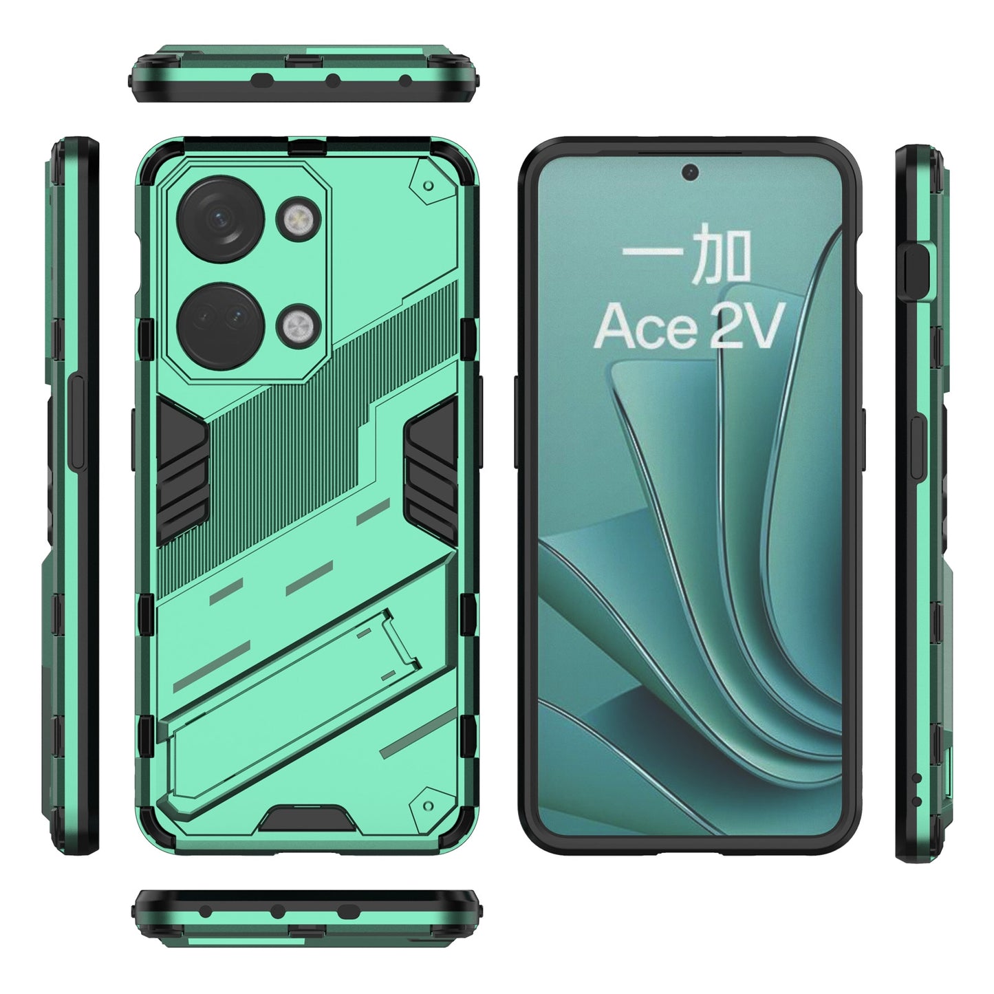 OnePlus Ace 2V Punk Shockproof Phone Case - Punk Armor 2-in-1 PC + TPU with Invisible Holder