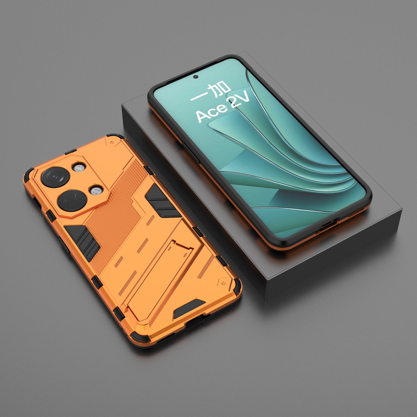 OnePlus Ace 2V Punk Shockproof Phone Case - Punk Armor 2-in-1 PC + TPU with Invisible Holder