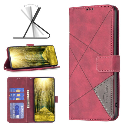 Motorola Edge 40 Wallet Case – Rhombus Texture PU Leather, Magnetic Buckle, Card Slots, Stand Function, Shockproof Protective Cover