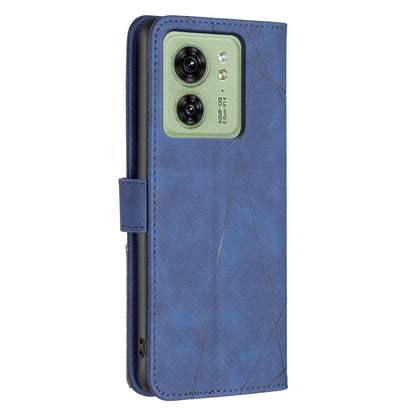 Motorola Edge 40 Wallet Case – Rhombus Texture PU Leather, Magnetic Buckle, Card Slots, Stand Function, Shockproof Protective Cover