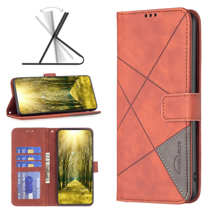 Motorola Edge 40 Wallet Case – Rhombus Texture PU Leather, Magnetic Buckle, Card Slots, Stand Function, Shockproof Protective Cover
