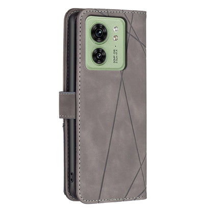 Motorola Edge 40 Wallet Case – Rhombus Texture PU Leather, Magnetic Buckle, Card Slots, Stand Function, Shockproof Protective Cover