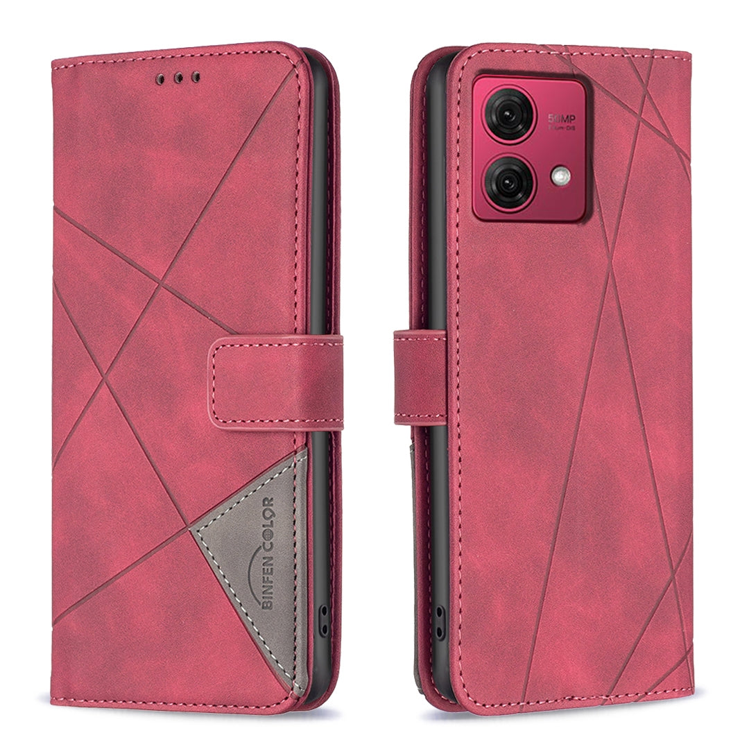 Motorola Moto G84 5G Wallet Case – Rhombus Texture PU Leather, Magnetic Buckle, Card Slots, Stand Function, Shockproof Protective Cover