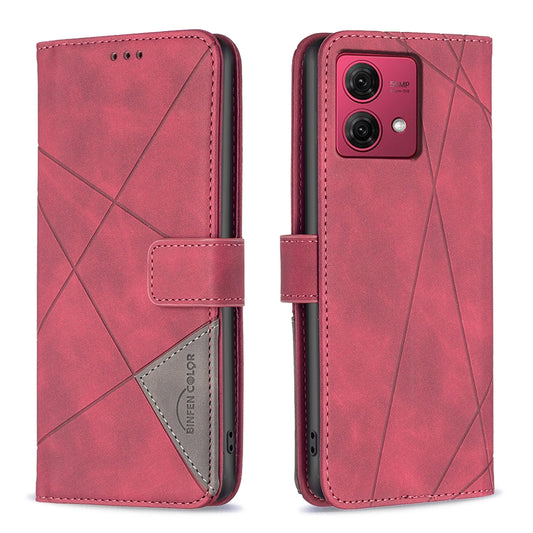 Motorola Moto G84 5G Wallet Case – Rhombus Texture PU Leather, Magnetic Buckle, Card Slots, Stand Function, Shockproof Protective Cover