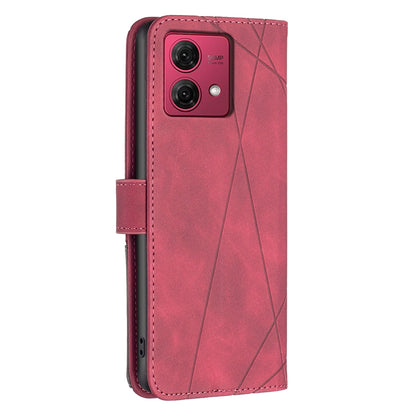 Motorola Moto G84 5G Wallet Case – Rhombus Texture PU Leather, Magnetic Buckle, Card Slots, Stand Function, Shockproof Protective Cover