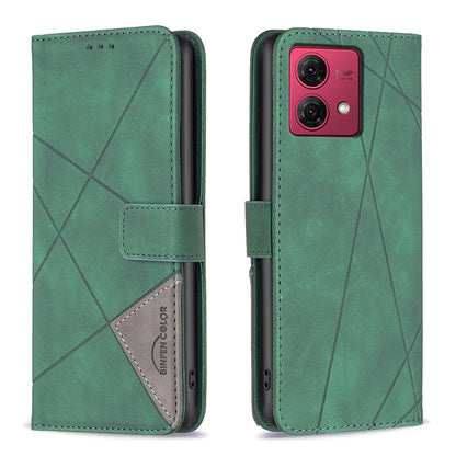 Motorola Moto G84 5G Wallet Case – Rhombus Texture PU Leather, Magnetic Buckle, Card Slots, Stand Function, Shockproof Protective Cover