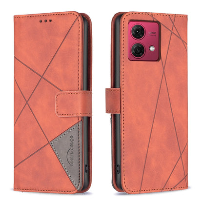 Motorola Moto G84 5G Wallet Case – Rhombus Texture PU Leather, Magnetic Buckle, Card Slots, Stand Function, Shockproof Protective Cover