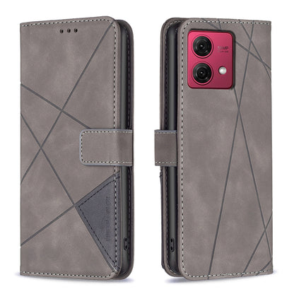 Motorola Moto G84 5G Wallet Case – Rhombus Texture PU Leather, Magnetic Buckle, Card Slots, Stand Function, Shockproof Protective Cover