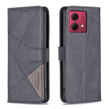 Motorola Moto G84 5G Wallet Case – Rhombus Texture PU Leather, Magnetic Buckle, Card Slots, Stand Function, Shockproof Protective Cover
