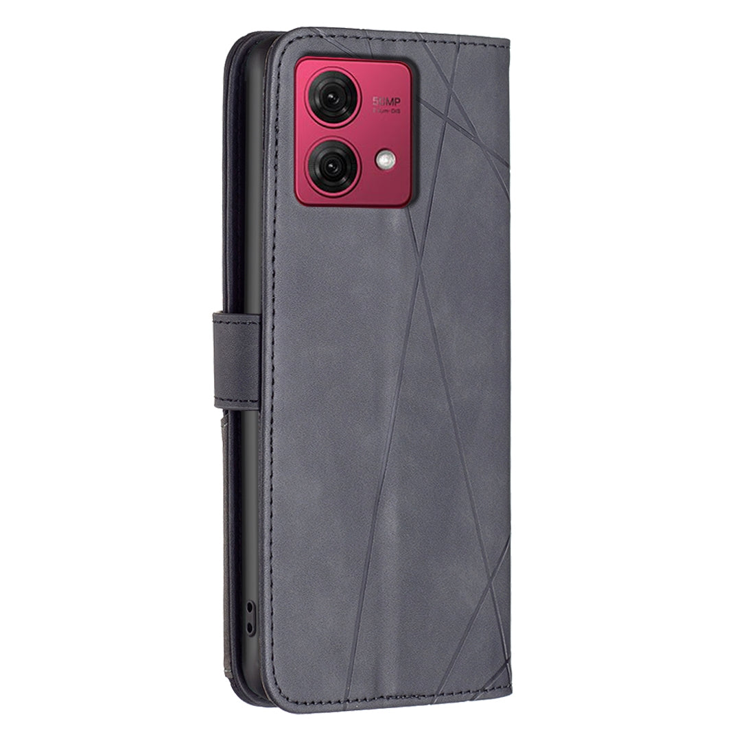 Motorola Moto G84 5G Wallet Case – Rhombus Texture PU Leather, Magnetic Buckle, Card Slots, Stand Function, Shockproof Protective Cover