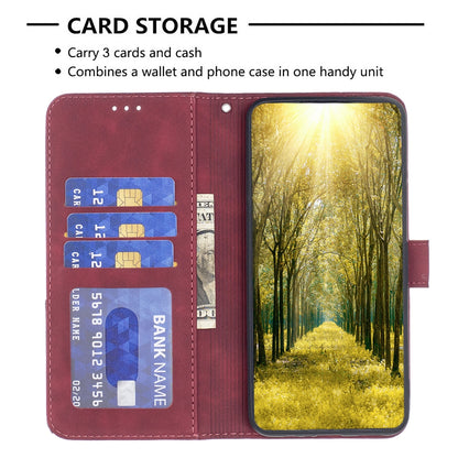 Motorola Edge 40 Neo Wallet Case – Rhombus Texture PU Leather, Magnetic Buckle, Card Slots, Stand Function, Shockproof Protective Cover