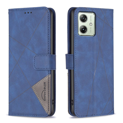 Motorola Moto G54 5G EU Edition Wallet Case – Rhombus Texture PU Leather, Magnetic Buckle, Card Slots, Stand Function, Shockproof Protective Cover