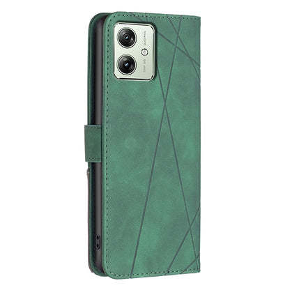 Motorola Moto G54 5G EU Edition Wallet Case – Rhombus Texture PU Leather, Magnetic Buckle, Card Slots, Stand Function, Shockproof Protective Cover