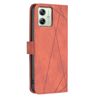 Motorola Moto G54 5G EU Edition Wallet Case – Rhombus Texture PU Leather, Magnetic Buckle, Card Slots, Stand Function, Shockproof Protective Cover