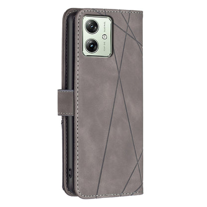 Motorola Moto G54 5G EU Edition Wallet Case – Rhombus Texture PU Leather, Magnetic Buckle, Card Slots, Stand Function, Shockproof Protective Cover