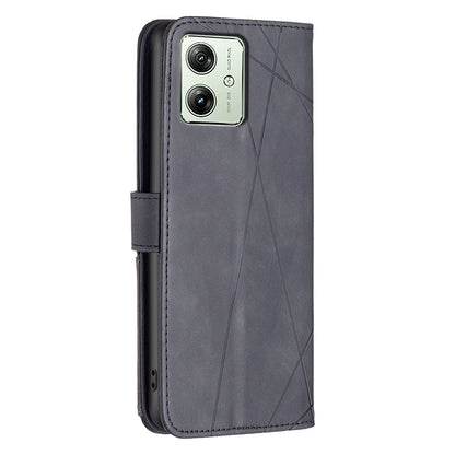 Motorola Moto G54 5G EU Edition Wallet Case – Rhombus Texture PU Leather, Magnetic Buckle, Card Slots, Stand Function, Shockproof Protective Cover